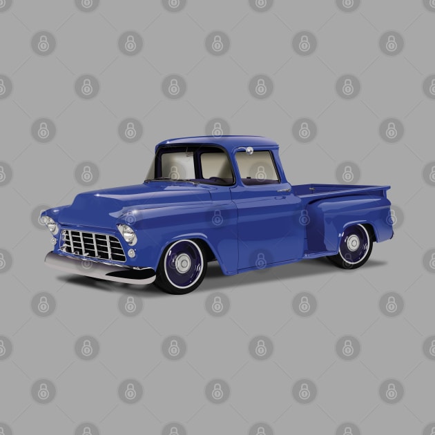 1955 Chevrolet Pickup Classic Truck Bright Blue by TheStuffInBetween