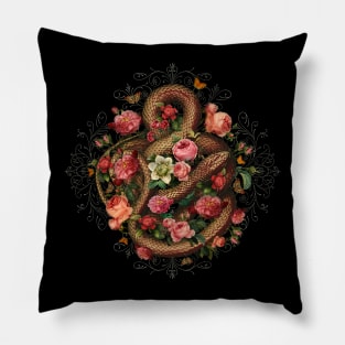 Snakes and Flowers Pillow