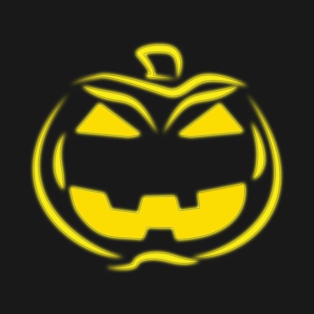 Yellow Glow Halloween Pumpkin Jack-o-Lantern Face by emojiawesome