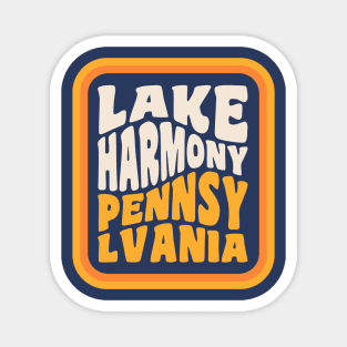 Lake Harmony Pennsylvania Poconos Vacation Retro Vintage Badge Magnet