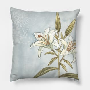 Lily - realistic watercolour illustration - painting Pillow