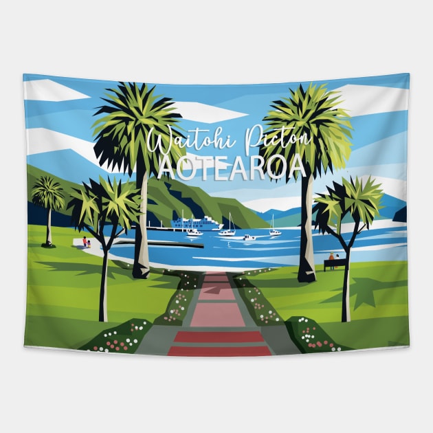 Waitohi Picton Aotearoa Tapestry by irajane