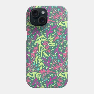 Botanicals and Dots - Hand drawn Design - Green, Pink, Teal Blue Phone Case