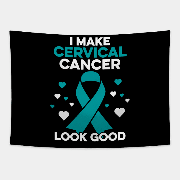 I Make Cervical Cancer Look Good Cervical Cancer Warrior Tapestry by Boneworkshop