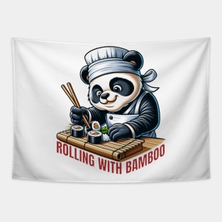 Sushi Chef Panda | Bamboo Mat Rolling Culinary Tee Tapestry