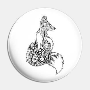 Zentangle monochrome fox Pin