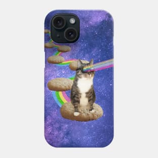 Cute tabby cat in outer space shooting cool rainbows from the sunglasses Phone Case