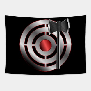 Red-Stroke Silver Target Red Kill Shot Black Throwing Axe Tapestry