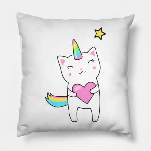 Cute loving Caticorn Unicorn girl Pillow