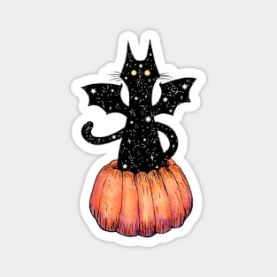 Starry Bat Cat in a Pumpkin Magnet