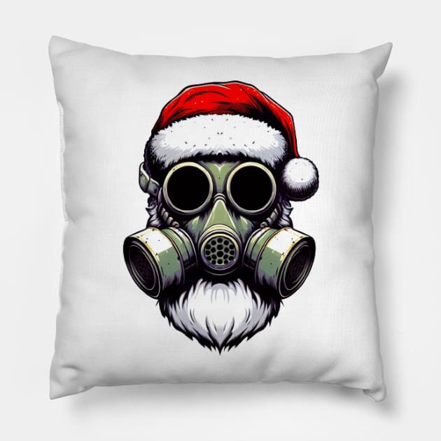 gas mask apocalypse santa claus Pillow by Anthony88