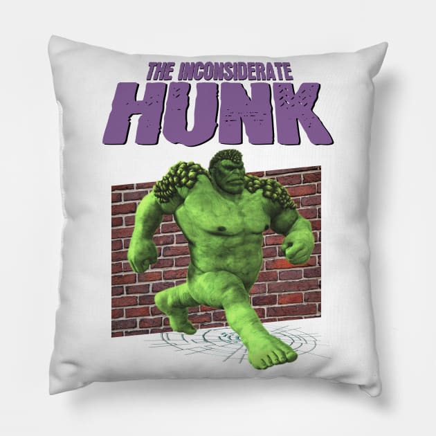 The Inconsiderate HUNK Hero (off brand) Parody Pillow by blueversion