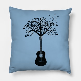 Classical Guitar Tree Light Theme Pillow