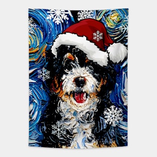 Bernedoodle Santa Tapestry