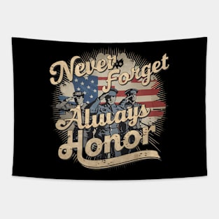 "Never Forget, Always Honor", Retro Design Tapestry