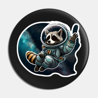 Ronald the Raccoon but he's socially awkward at a space party Sticker Pin