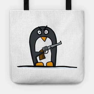 Penguin with a gun Tote