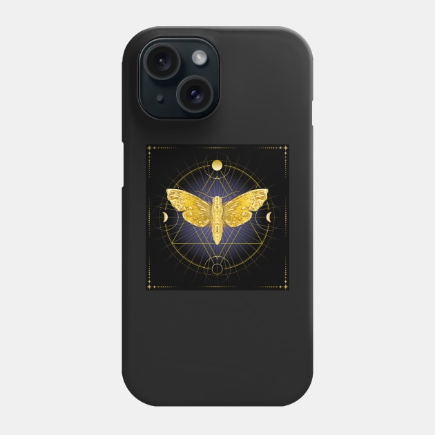 Golden Moth Symbol of Inner Wisdom Phone Case by devaleta