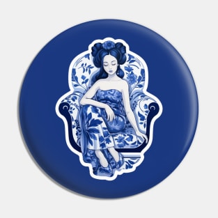 Chinese Porcelain Doll Pin