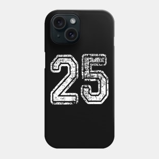 Number 25 Grungy in white Phone Case