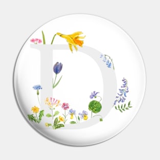 botanical monogram alphabet d wildflowers Pin