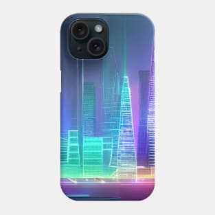 Ai Generated Art Scenery - Futuristic City with neon lighting Phone Case