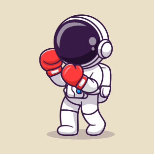 Cute Astronaut Boxing Cartoon T-Shirt