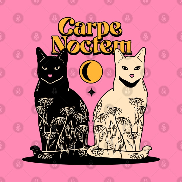 Carpe Noctem Black Cat in pink by The Charcoal Cat Co.