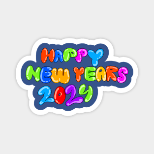 Happy new year 2024 buble letter colourful Magnet