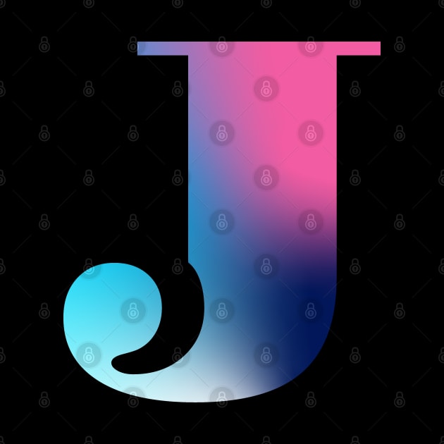 Capital Letter J Monogram Gradient Pink Blue White by Terriology