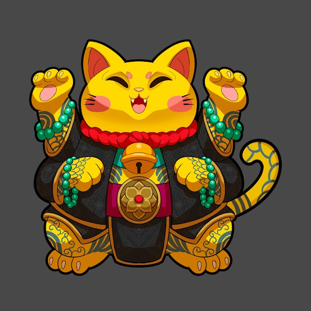 Cute Neko Maneki  T-Shirt 2 by felixantosart