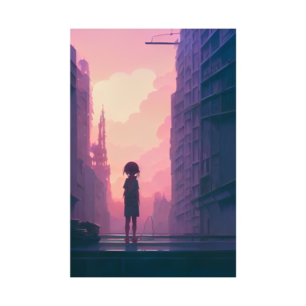 Anime Girl Pink Lofi Scenario Landscape by Trendy-Now