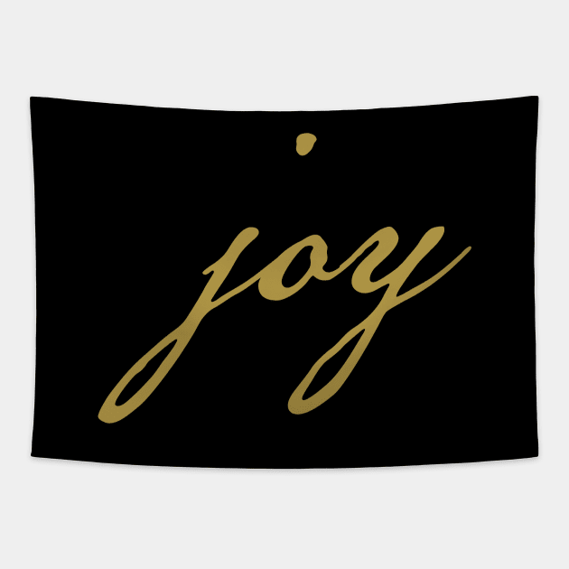 Gold Christmas Joy Minimal Typography Tapestry by ellenhenryart