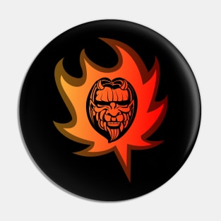 Face of the Devil in Flames Pin