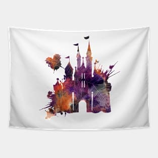 Halloween Castle Watercolor Tapestry