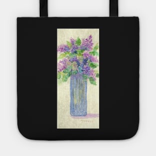 Tiny Blue vase of Lilacs Tote