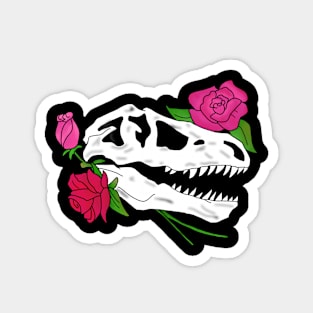 Floral T-Rex Dinosaur Skull Magnet