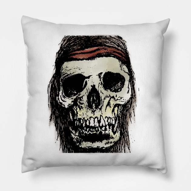 Bandana Skull Pillow by KateVegaVisuarts