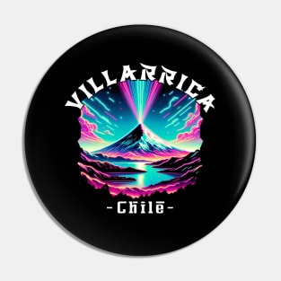 Villarrica Volcano Chile Artistic Eruption Skyline Graphic Pin