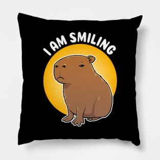 I am Smiling Capybara Cartoon Pillow