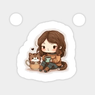 Cute Cat Coffee Mom Magnet