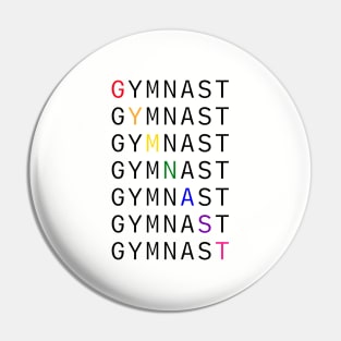 GYMNAST Rainbow Text - Black Pin