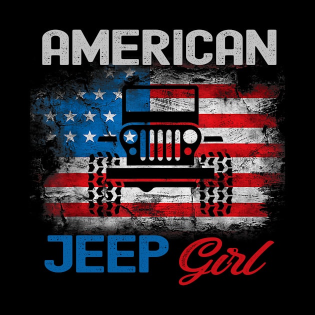 American Jeep Girl USA Flag Jeep by Oska Like