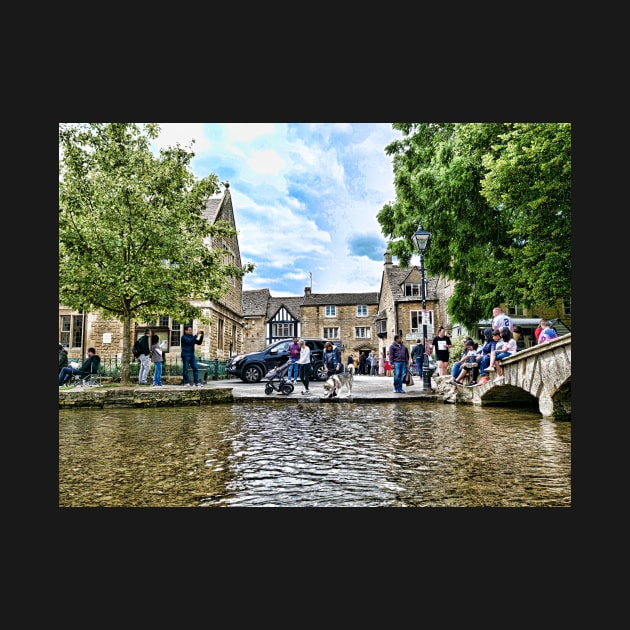 Japanese Akita dog in the river, Bourton-on-the-Water village by fantastic-designs