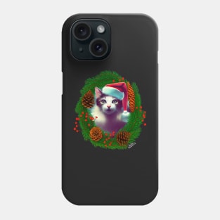 Cat in Christmas wreath Phone Case