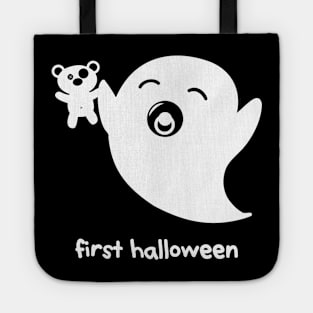 cute ghost - Baby Boo – first Halloween (white on black) Tote