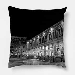 Evening in the Plaza, Split - BW Pillow