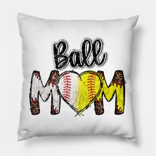 Ball Mom Heart Baseball Softball Mama Women Mothers Day 2023 Shirt Pillow