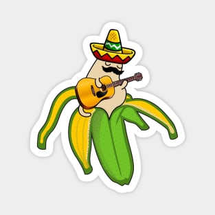 Mexican Guitar Banana Cat Sombrero Magnet