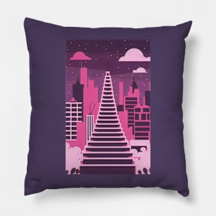 Vaporwave city minimalist art Pillow